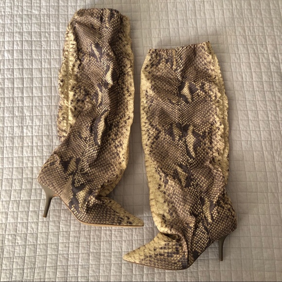 snakeskin yeezy boots